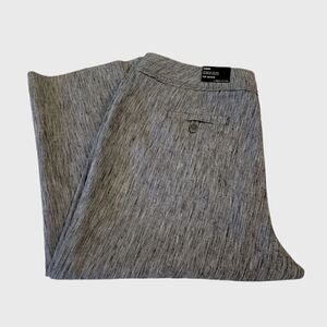 Larry Levine Petite Black & White Stripe Linen Stretch Cropped Pants Size 14P